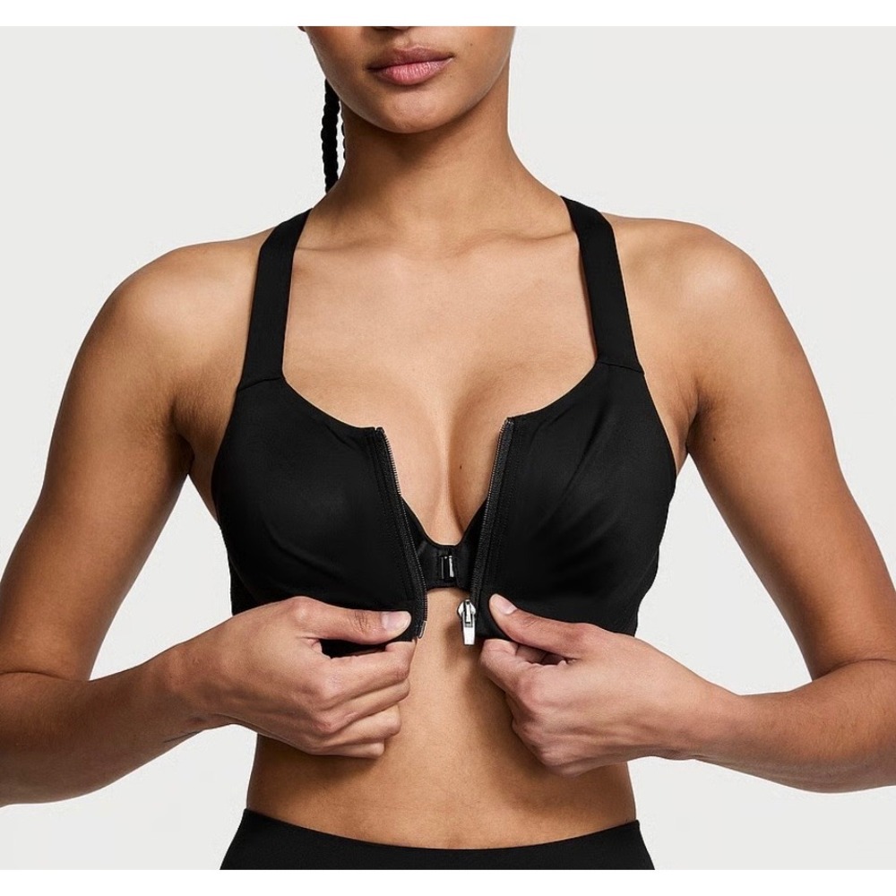 Victoria's Secret Knockout Front-Close Sports Bra 38DDD Black
